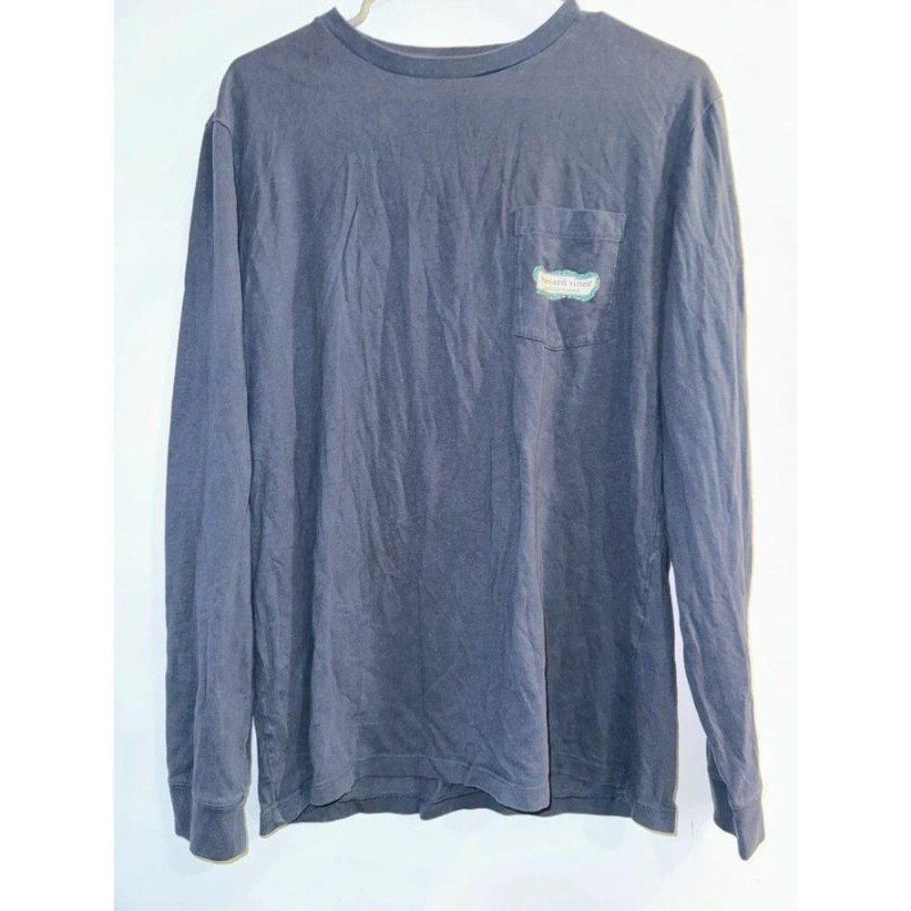 Vineyard Vines Navy Christmas Long Sleeve Shirt-Size Medium